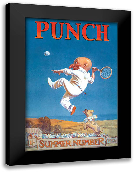 Gnome Playing Tennis 16x22 Black Modern Wood Framed Art Print Poster