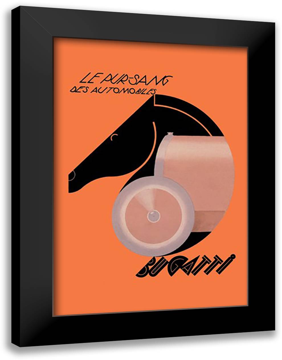 Bugatti: The Thoroughbred of Automobiles 16x22 Black Modern Wood Framed Art Print Poster