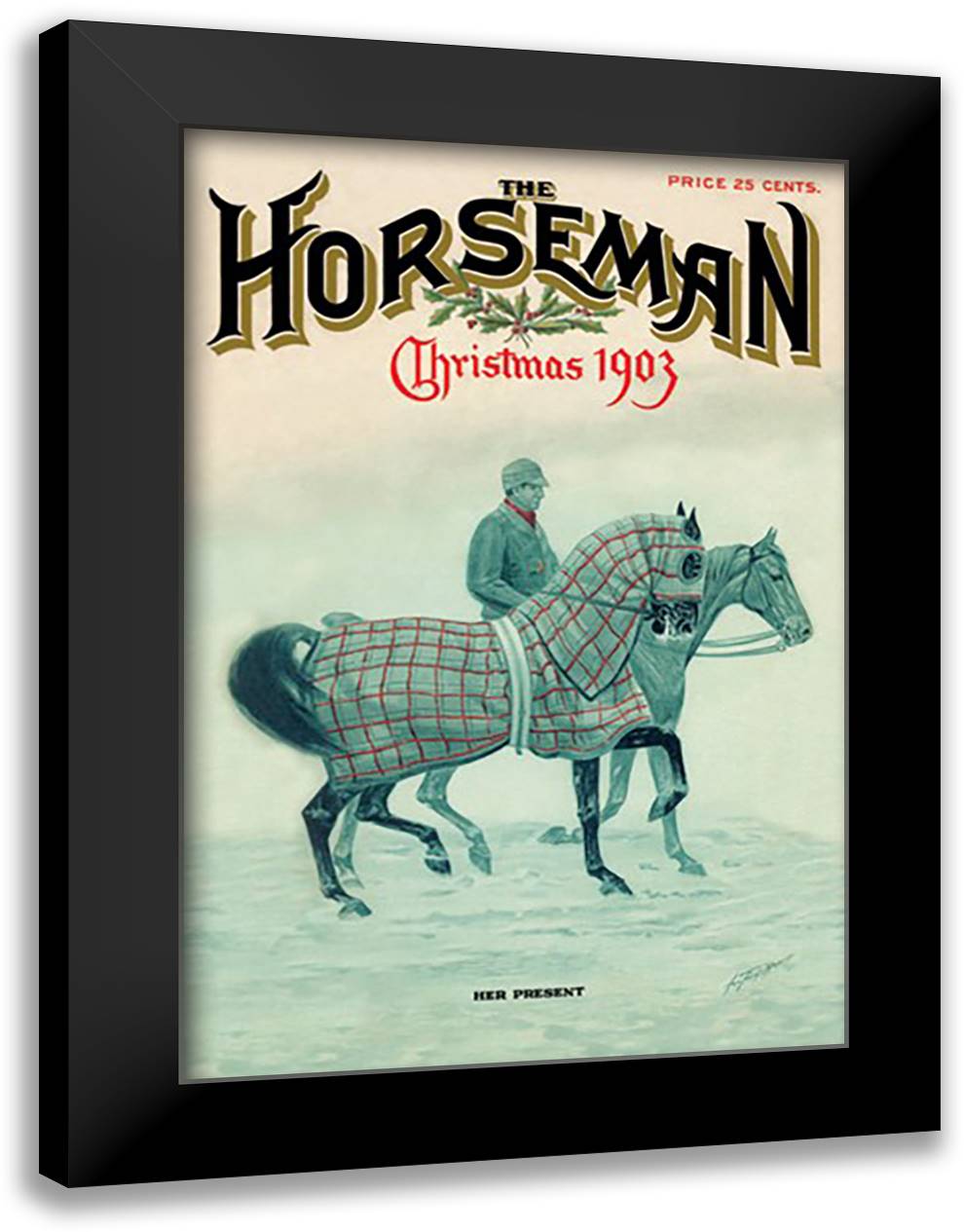 Horseman, Christmas 1903 16x22 Black Modern Wood Framed Art Print Poster