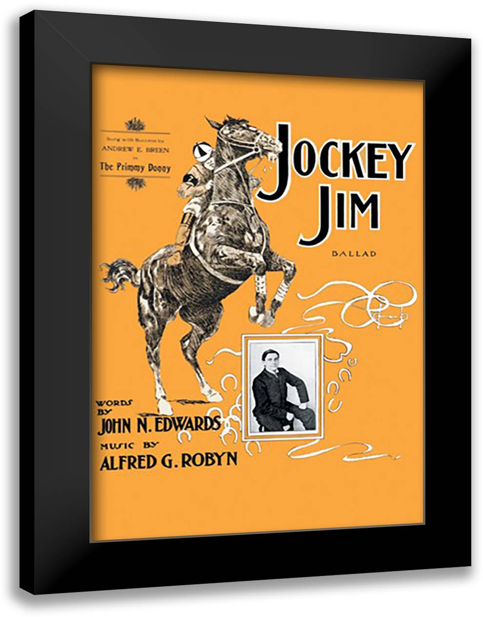 Jockey Jim Ballad 16x22 Black Modern Wood Framed Art Print Poster