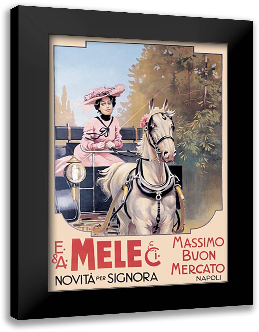 Horse and Carriage 16x22 Black Modern Wood Framed Art Print Poster