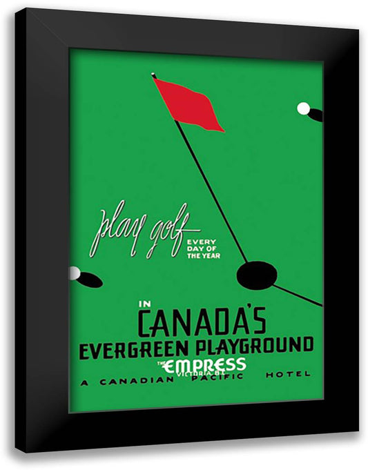 Play Golf in Canada's Evergreen Playground 16x22 Black Modern Wood Framed Art Print Poster