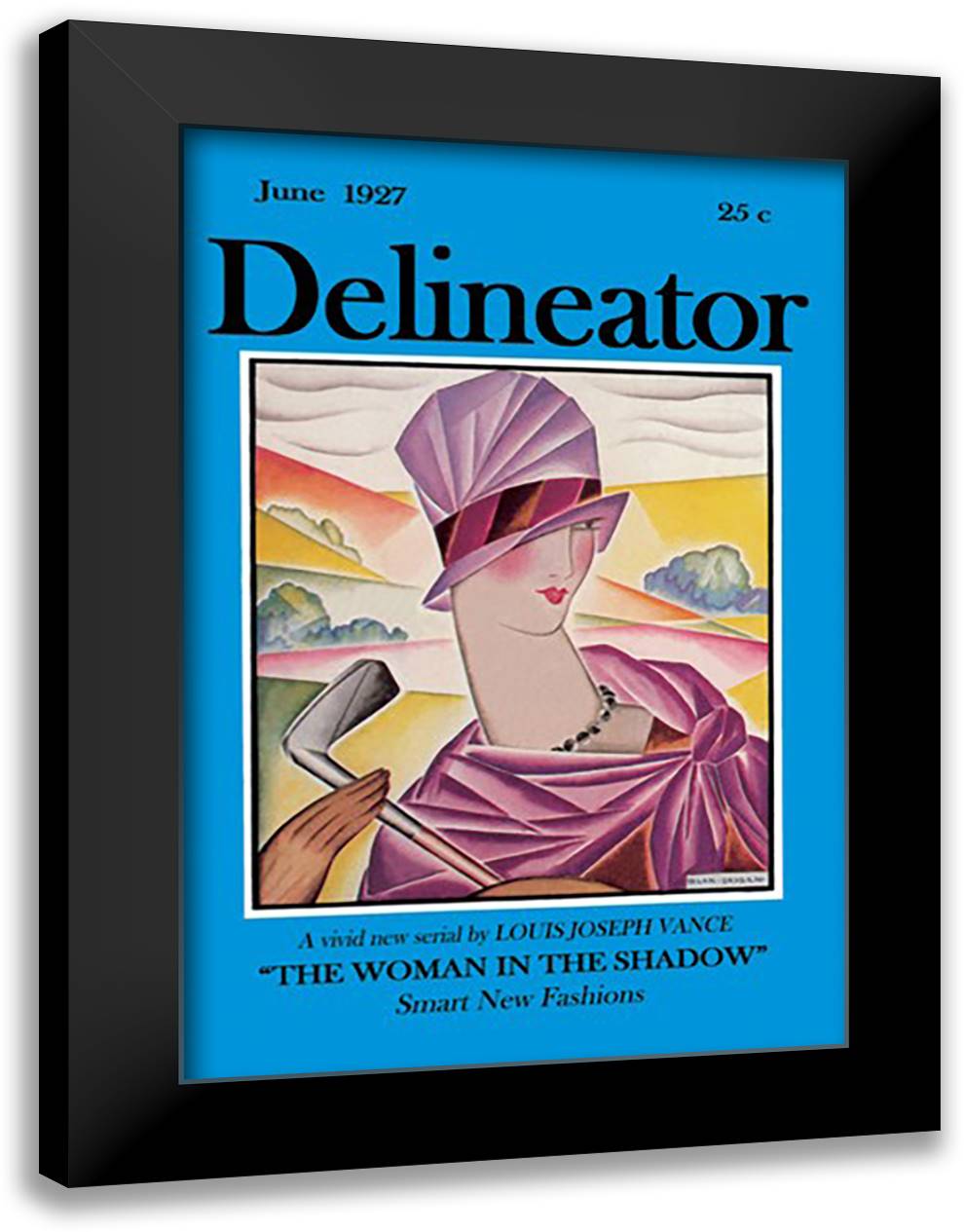 Delineator 16x22 Black Modern Wood Framed Art Print Poster