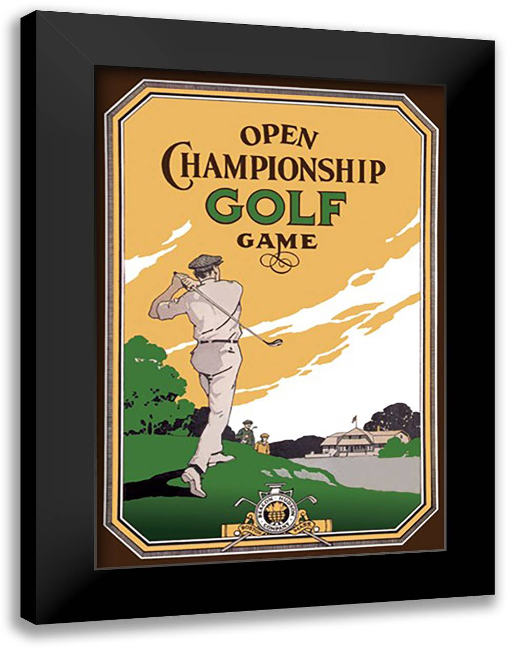 Open Championship Golf Game 16x22 Black Modern Wood Framed Art Print Poster