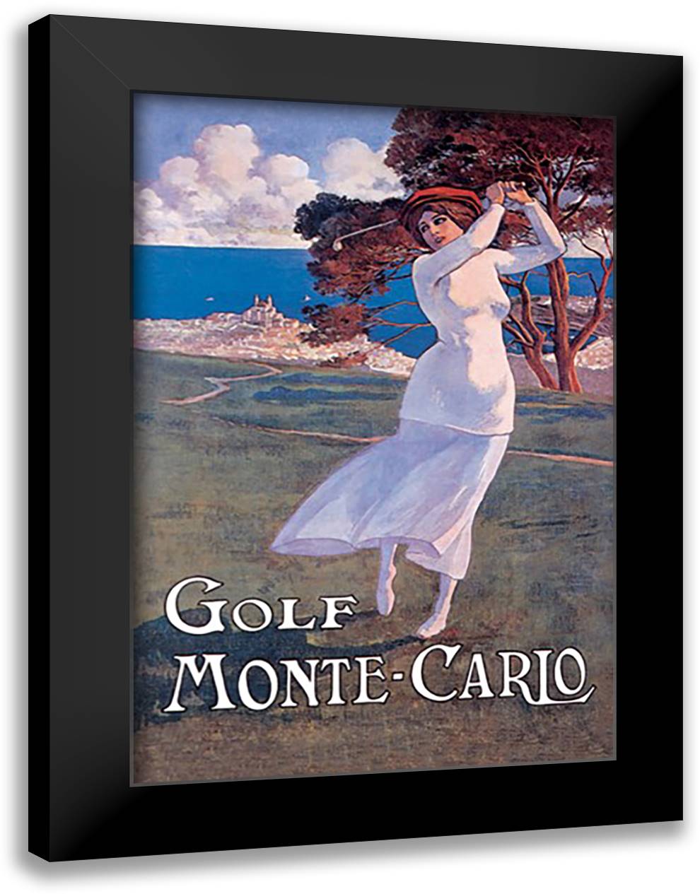 Golf Monte Carlo 16x22 Black Modern Wood Framed Art Print Poster by Elio