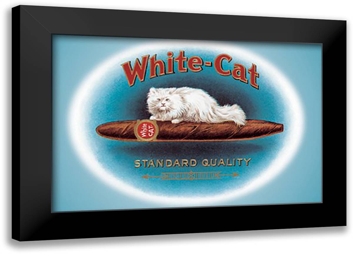 White-Cat Cigars 22x16 Black Modern Wood Framed Art Print Poster