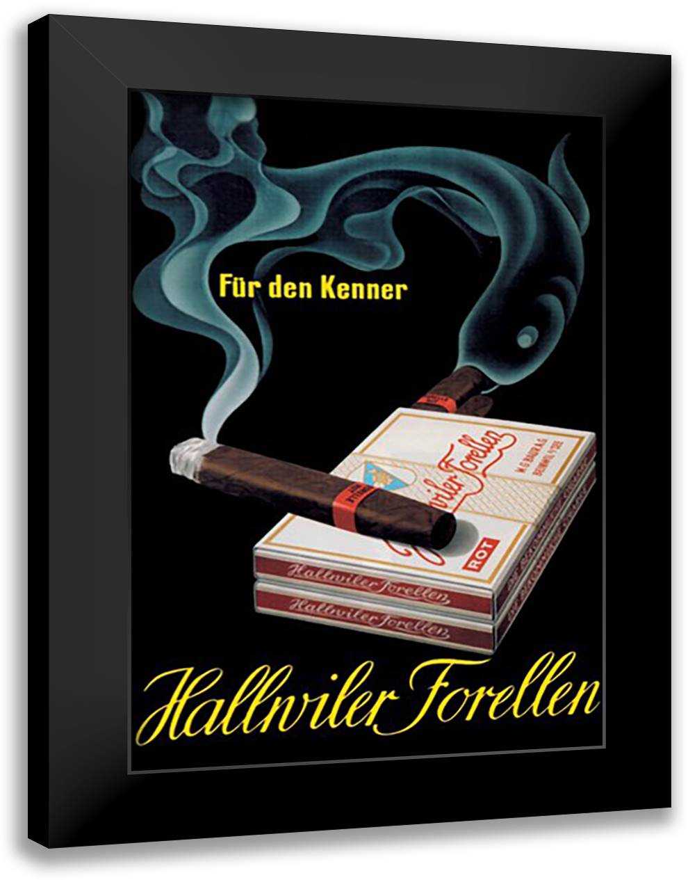 Hallwiler Forellen Cigars 16x22 Black Modern Wood Framed Art Print Poster by Brunner, Fritz Meyer
