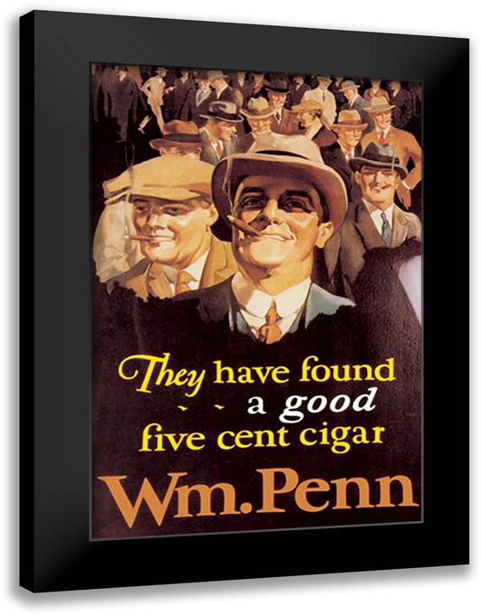 William Penn Cigars 16x22 Black Modern Wood Framed Art Print Poster