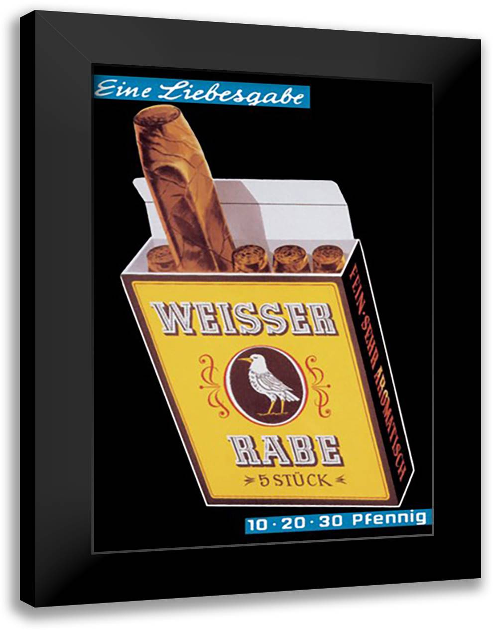 Weisser Rabe Cigars 16x22 Black Modern Wood Framed Art Print Poster by Laubi