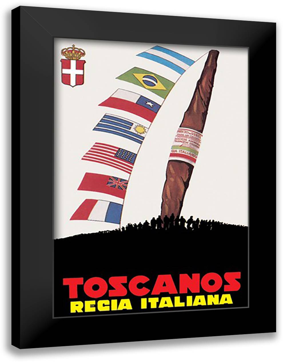 Italian Cigar 16x22 Black Modern Wood Framed Art Print Poster