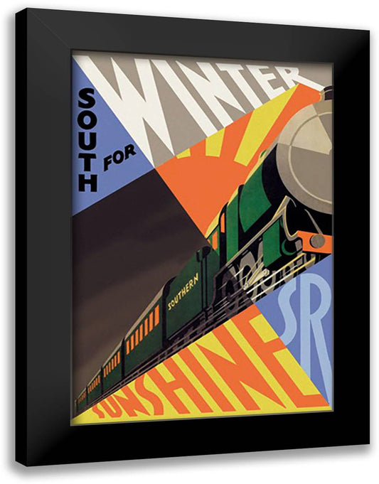 South for Winter Sunshine - Southern Railroad 16x22 Black Modern Wood Framed Art Print Poster