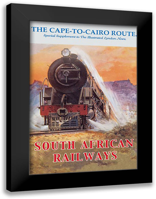 Cape to Cairo Route - South African Railways 16x22 Black Modern Wood Framed Art Print Poster