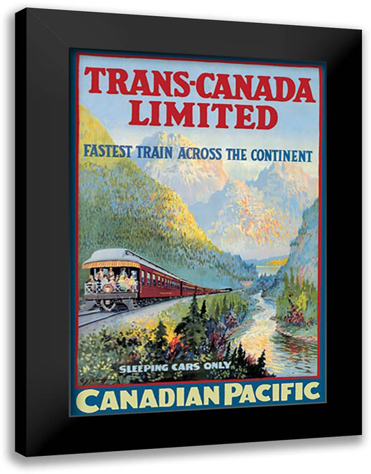 Trans-Canada Limited - Fastest Train Across the Continent 16x22 Black Modern Wood Framed Art Print Poster