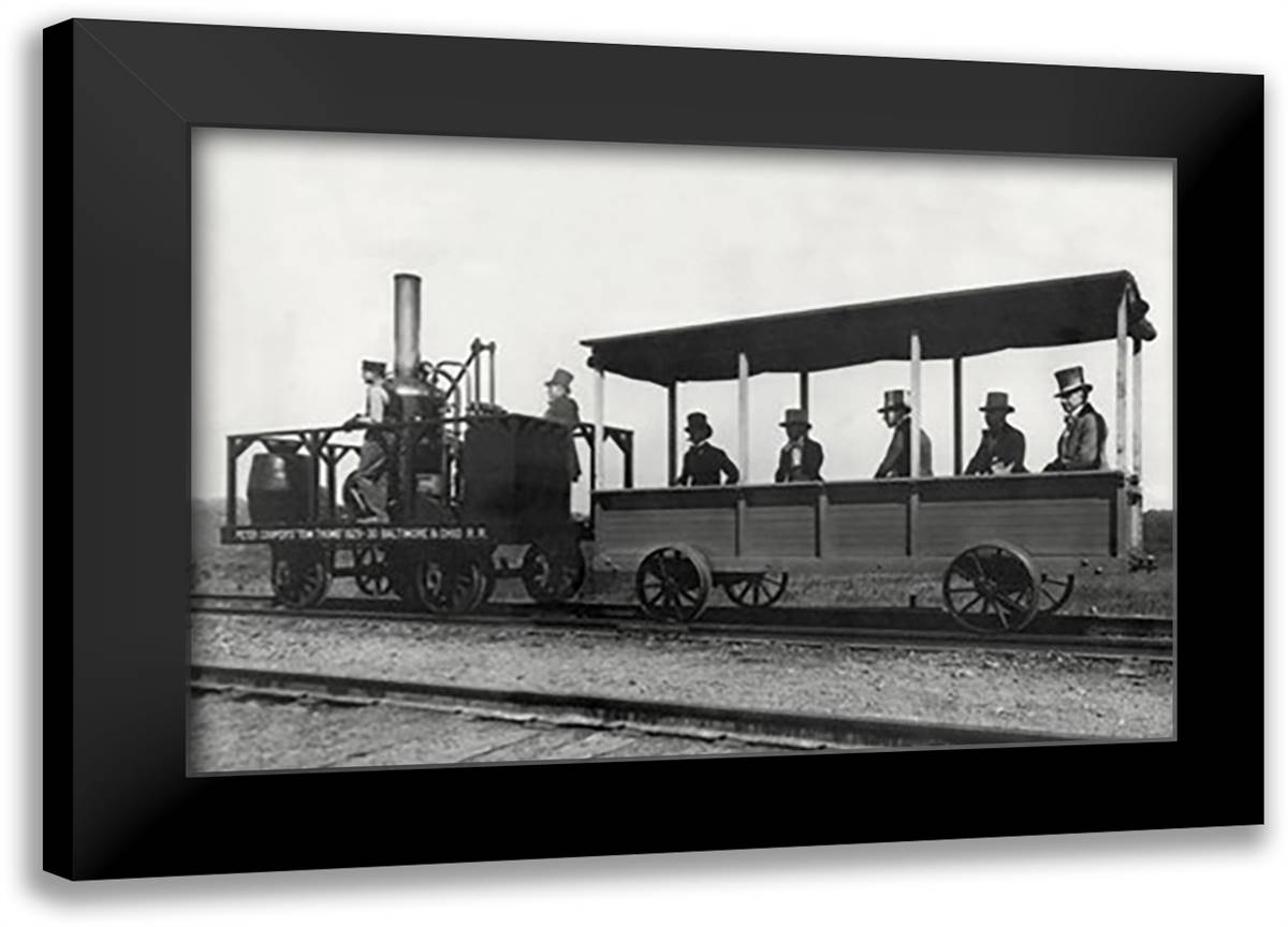 Testing the New Invention - The Train 22x16 Black Modern Wood Framed Art Print Poster