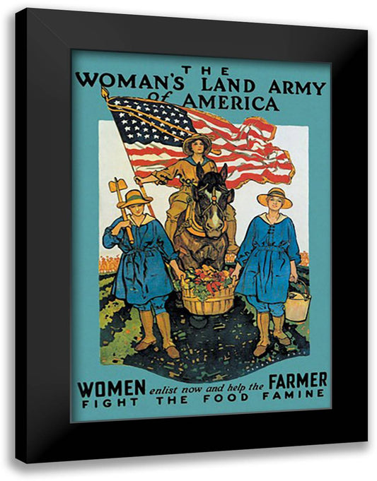 Woman's Land Army of America 16x22 Black Modern Wood Framed Art Print Poster