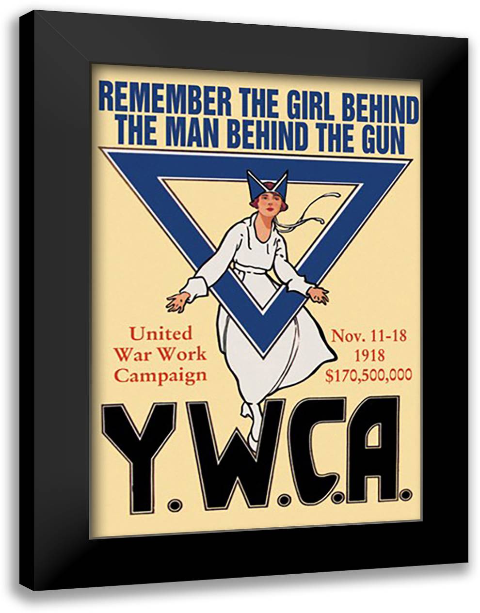 Remember the Girl Behind the Man Behind the Gun 16x22 Black Modern Wood Framed Art Print Poster