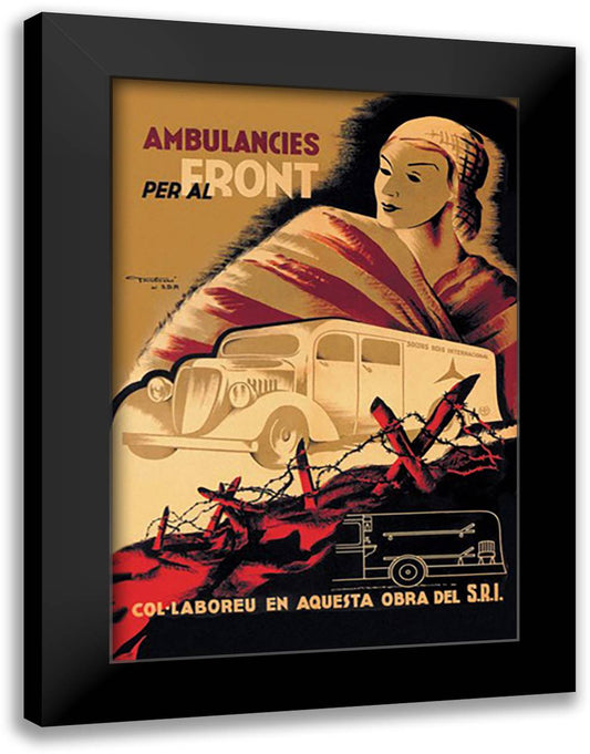 Ambulancies per al Front 16x22 Black Modern Wood Framed Art Print Poster by Fontsere