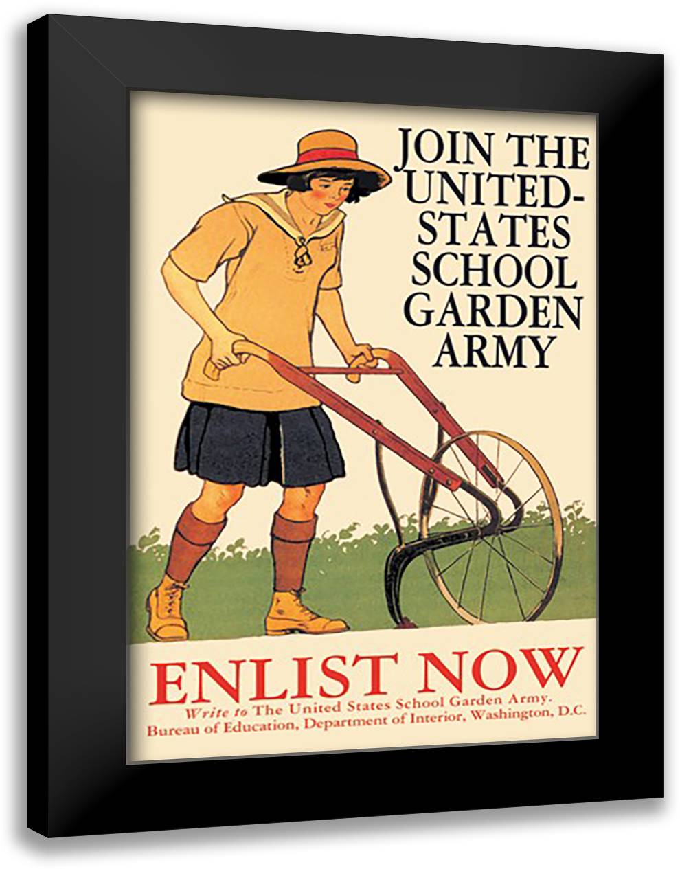 Join the United States School Garden Army 16x22 Black Modern Wood Framed Art Print Poster by Penfield, Edward