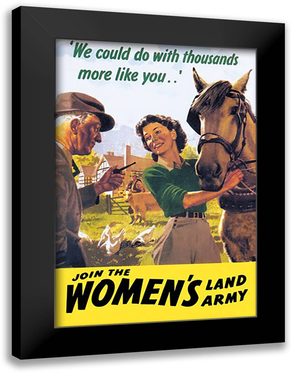 Join the Women's Land Army 16x22 Black Modern Wood Framed Art Print Poster by Cross, Henri-Edmond