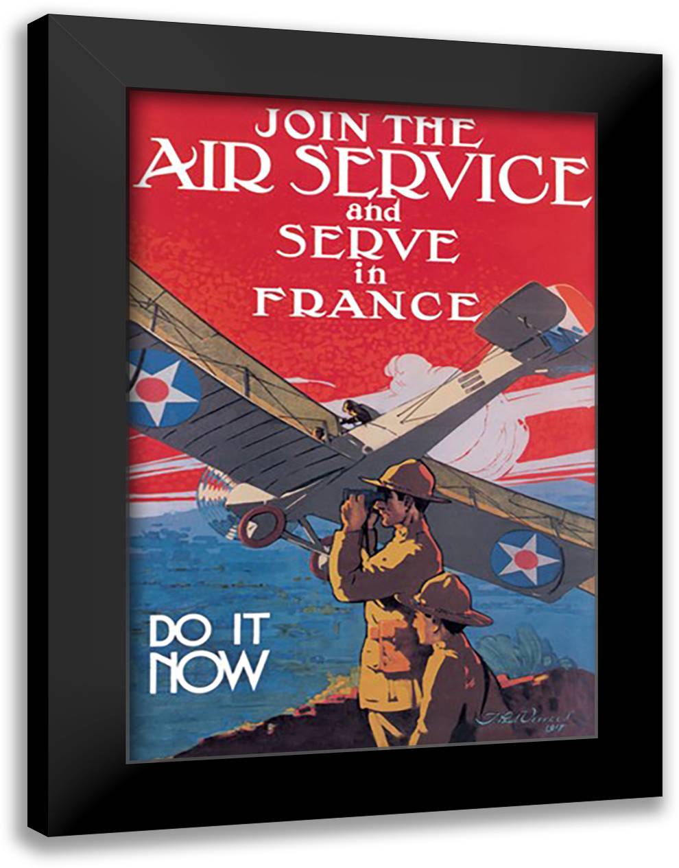 Join the Air Service and Serve in France 16x22 Black Modern Wood Framed Art Print Poster by Verrees