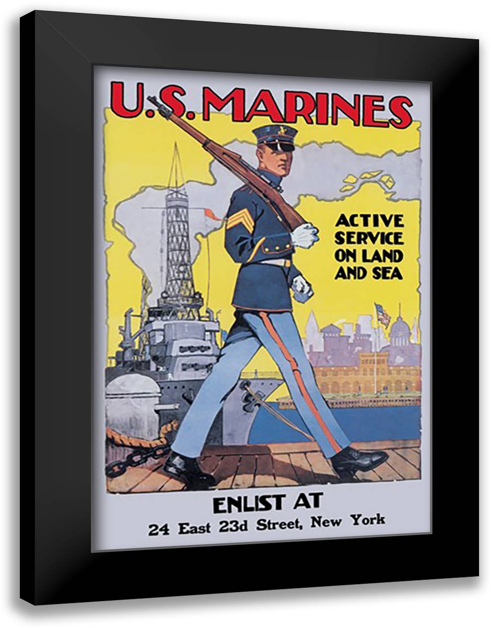 Active Service on Land and Sea 16x22 Black Modern Wood Framed Art Print Poster by Reisenberg