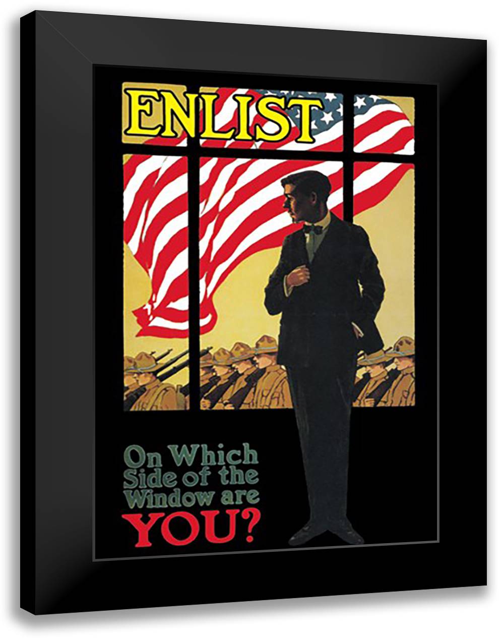 On Which Side of the Window are You? ENLIST 16x22 Black Modern Wood Framed Art Print Poster by Brey, Michael