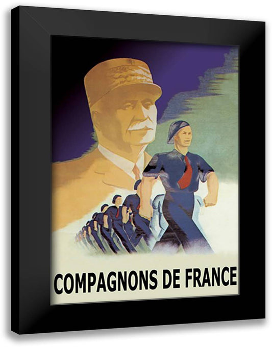 Compagnons de France 16x22 Black Modern Wood Framed Art Print Poster