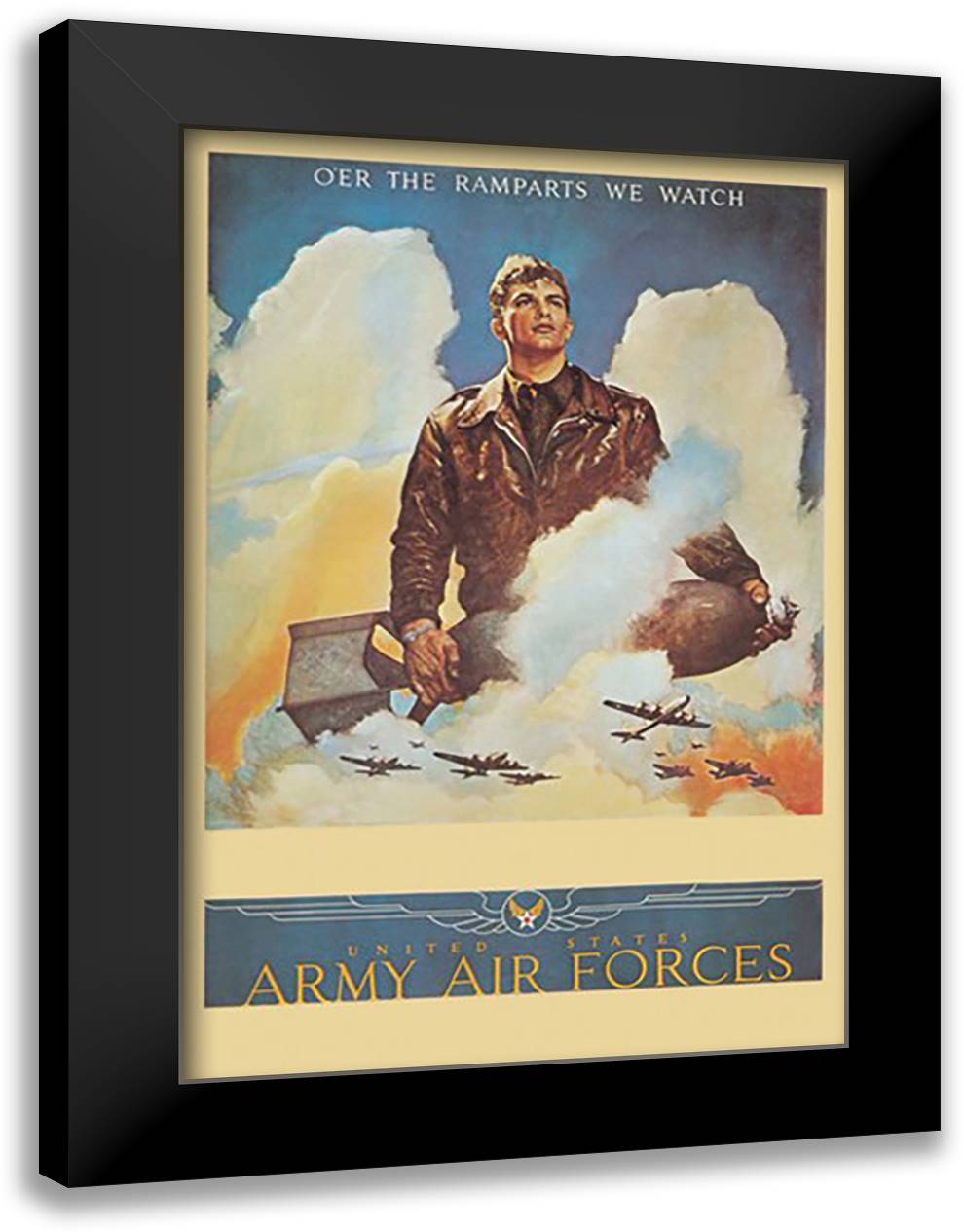 O'er the Ramparts We Watch 16x22 Black Modern Wood Framed Art Print Poster