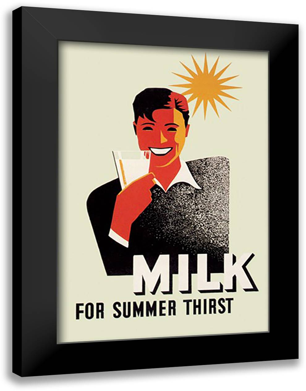 Milk for Summer Thirst 16x22 Black Modern Wood Framed Art Print Poster by WPA