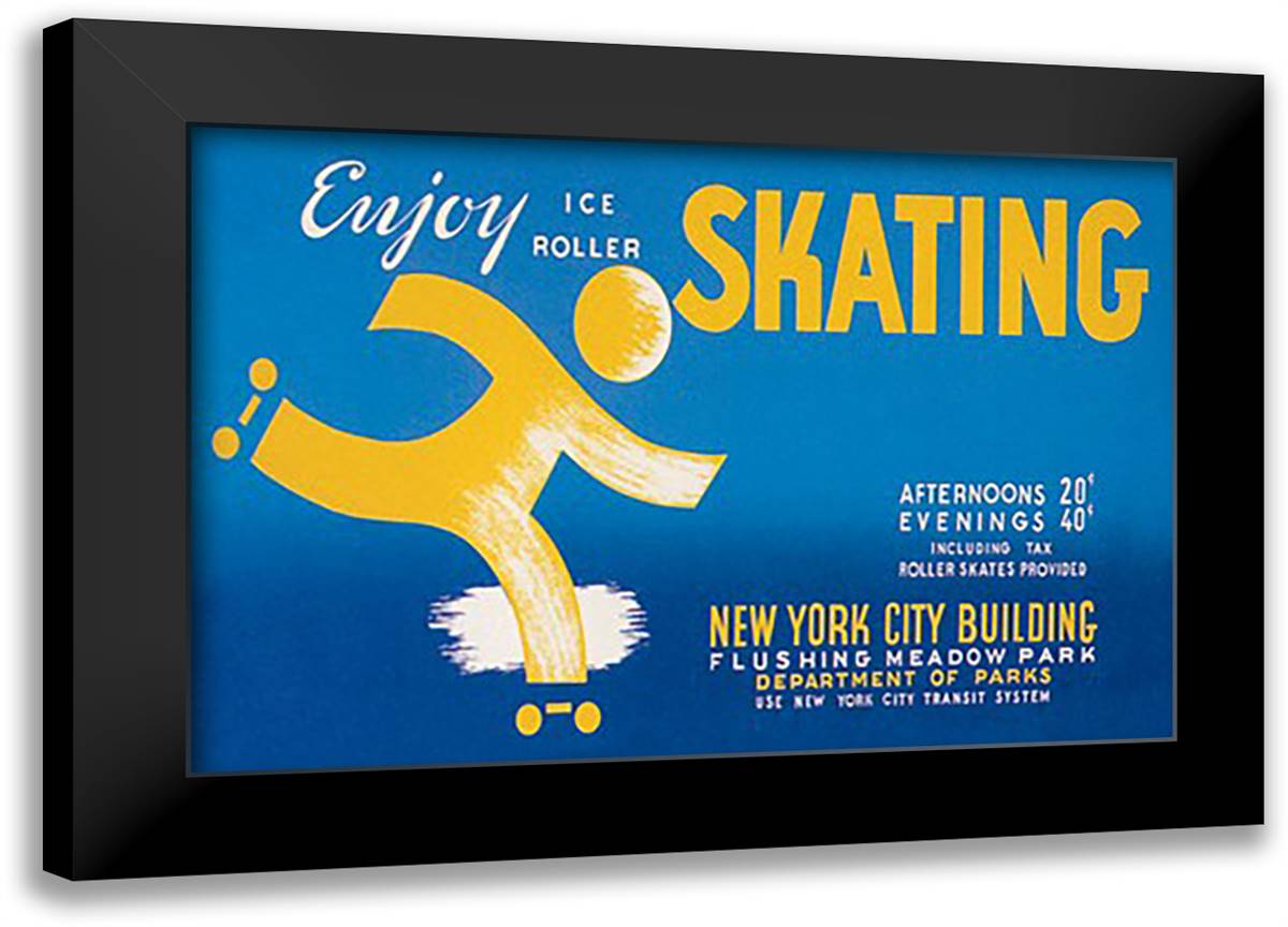 Enjoy Ice or Roller Skating 22x16 Black Modern Wood Framed Art Print Poster by WPA