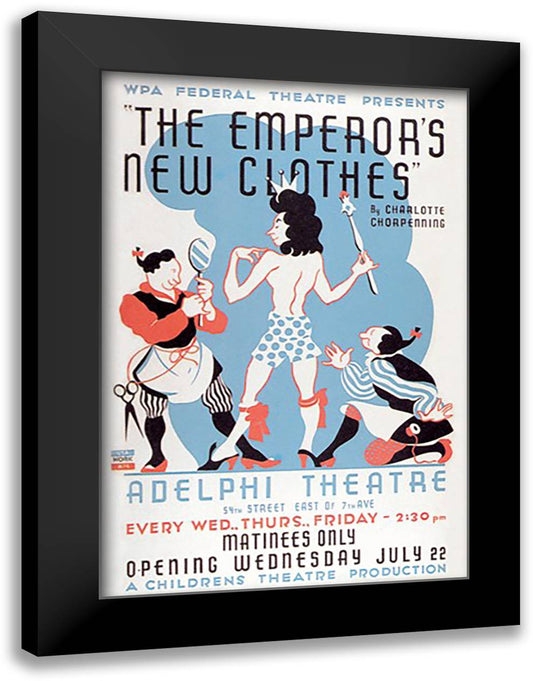 Emperor's New Clothes Presented by WPA Federal Theater 16x22 Black Modern Wood Framed Art Print Poster by WPA