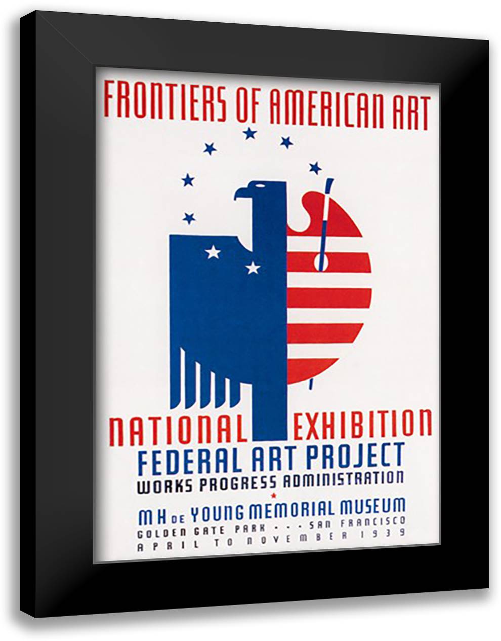 Frontiers of American Art: National Exhibition 16x22 Black Modern Wood Framed Art Print Poster by WPA