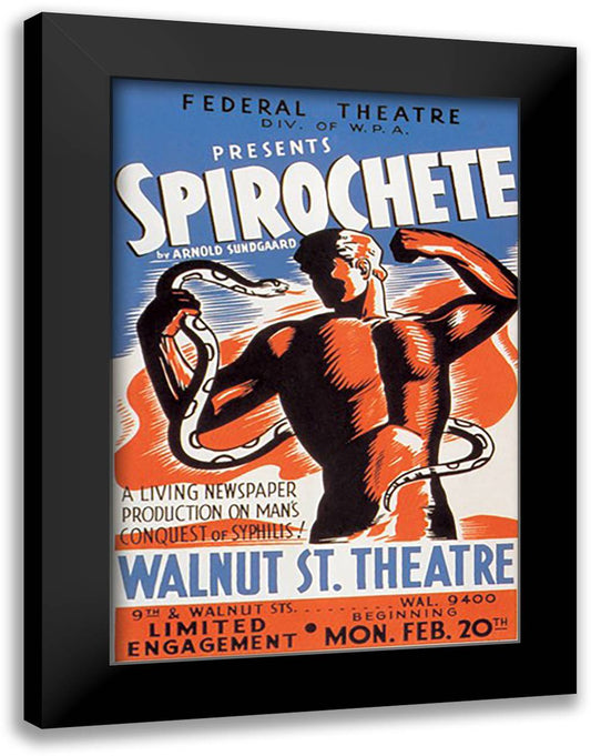 Spirochete Presented by the Federal Theater Division of WPA 16x22 Black Modern Wood Framed Art Print Poster by WPA