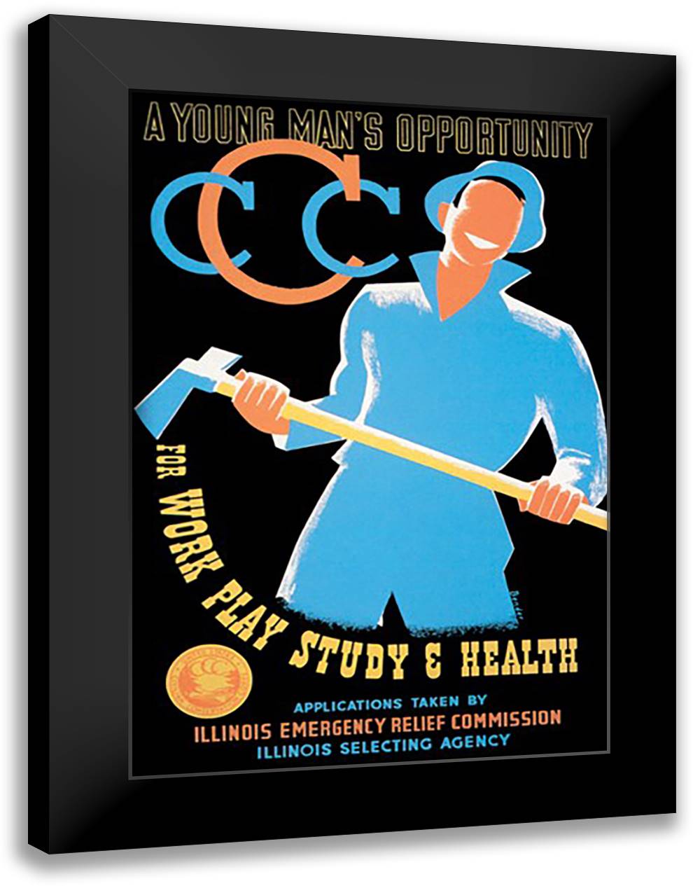 Young Man's Opportunity for Work, Play, Study, and Health 16x22 Black Modern Wood Framed Art Print Poster by Bender, Albert
