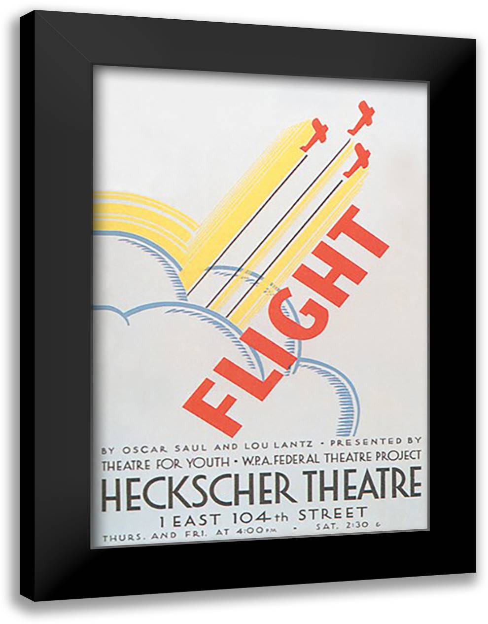 Flight at the Heckscher Theatre 16x22 Black Modern Wood Framed Art Print Poster by WPA