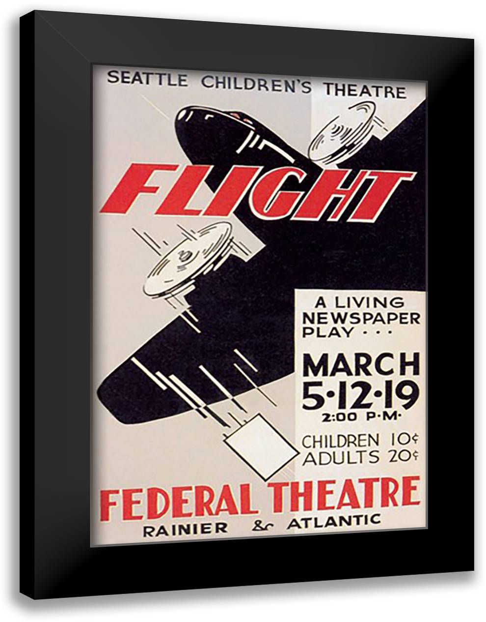 Seattle Children's Theatre Presents Flight 16x22 Black Modern Wood Framed Art Print Poster by WPA