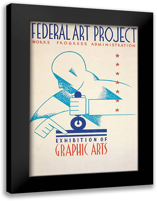 Federal Art Project: Exhibition of Graphic Arts 16x22 Black Modern Wood Framed Art Print Poster by WPA