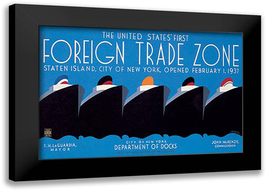 United States' First Foreign Trade Zone 22x16 Black Modern Wood Framed Art Print Poster by WPA