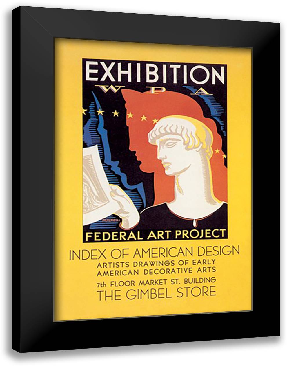 WPA Federal Art Project: Index of American Design 16x22 Black Modern Wood Framed Art Print Poster by Milhous, Katherine