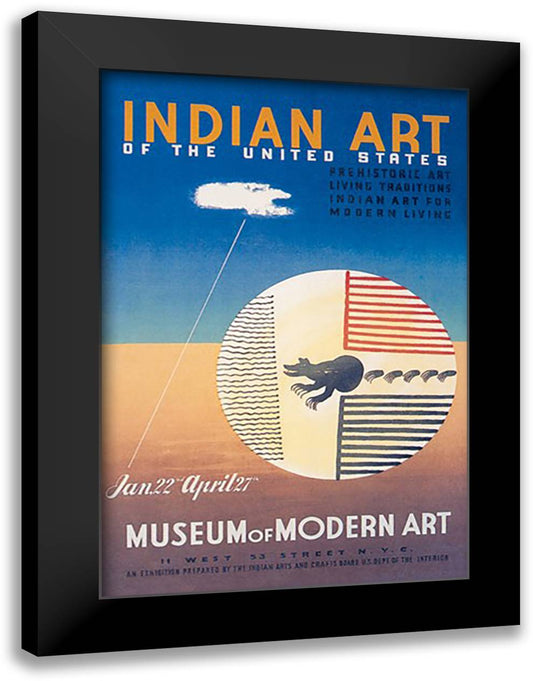 Indian Art of the United States 16x22 Black Modern Wood Framed Art Print Poster by WPA