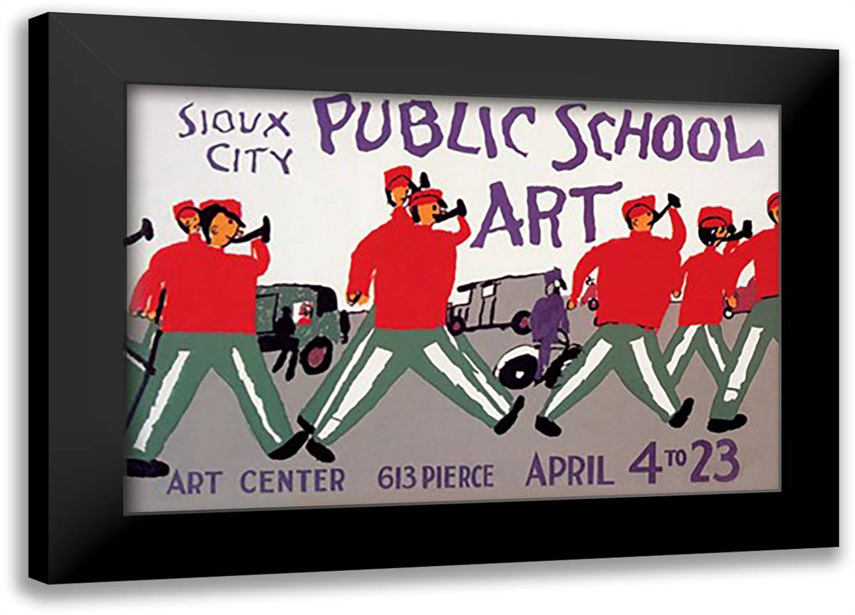 Sioux City Public School Art 22x16 Black Modern Wood Framed Art Print Poster by WPA