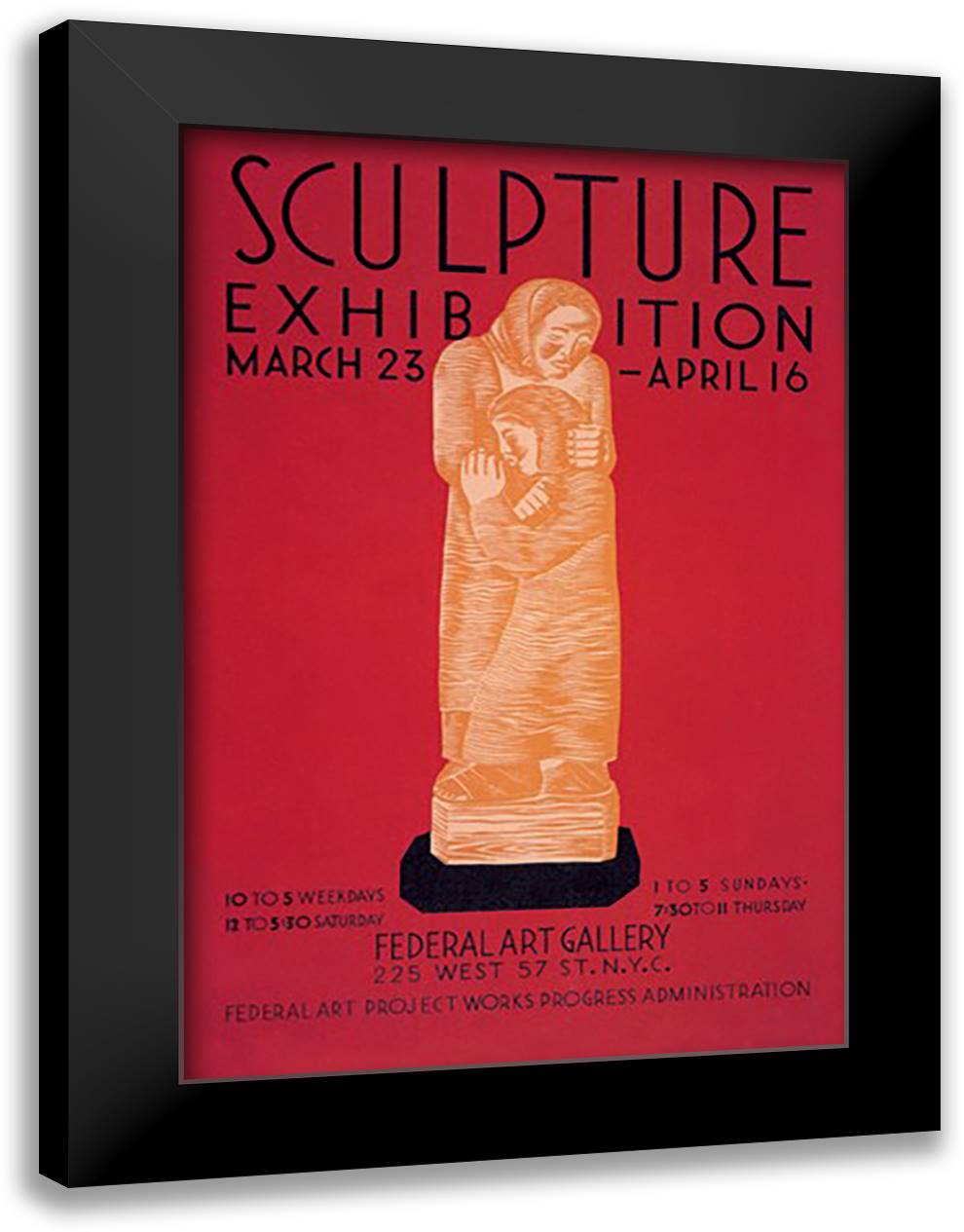 Sculpture Exhibition: WPA Federal Art Project 16x22 Black Modern Wood Framed Art Print Poster by Bock, Vera
