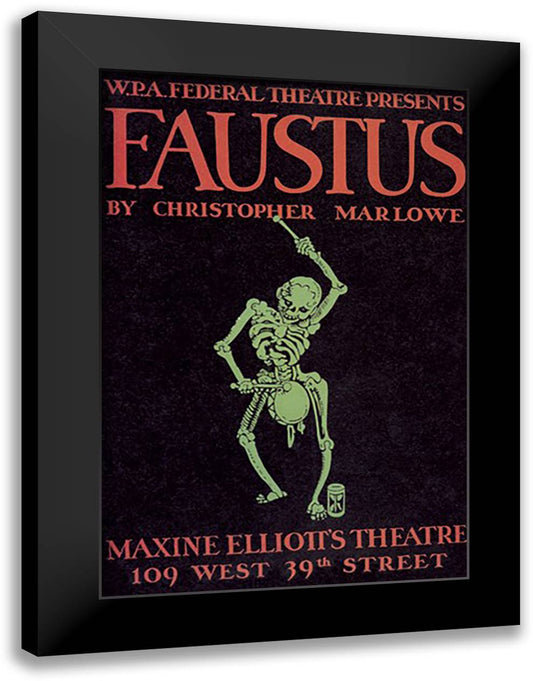 Faustus Presented by WPA Federal Theater Division 16x22 Black Modern Wood Framed Art Print Poster by WPA