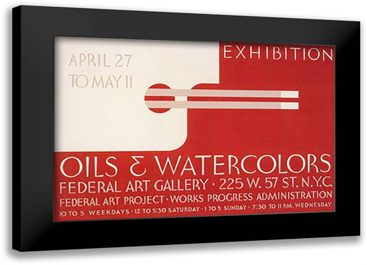 Oils and Watercolors Exhibition: Federal Art Gallery 22x16 Black Modern Wood Framed Art Print Poster by WPA