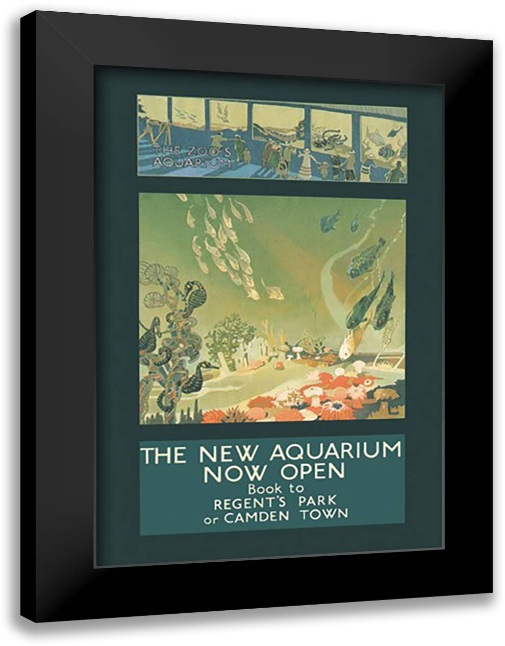 New Aquarium Now Open 16x22 Black Modern Wood Framed Art Print Poster by Sheringham, George