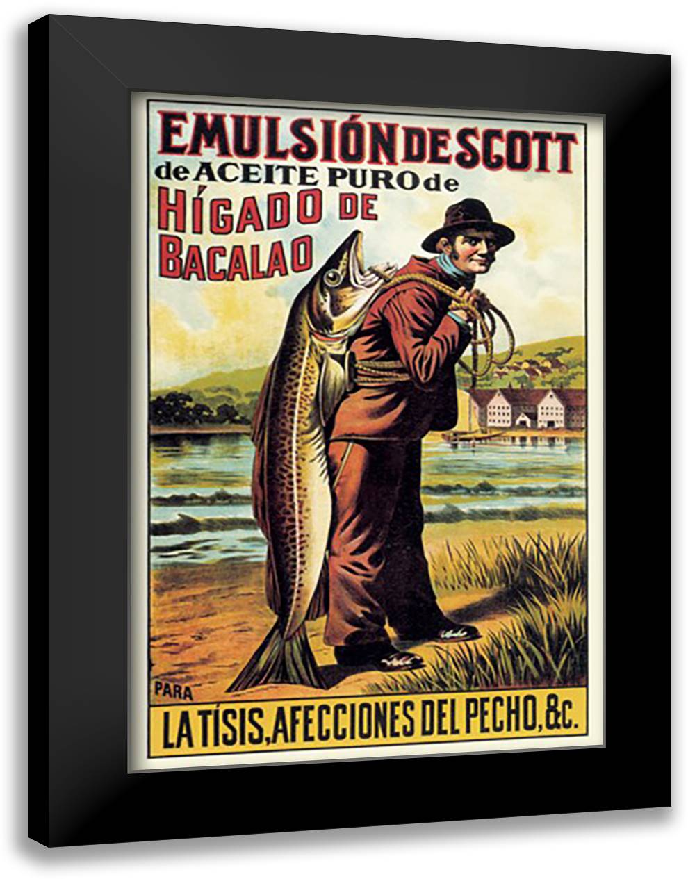 Scott's Emulsion of Cod Oil 16x22 Black Modern Wood Framed Art Print Poster