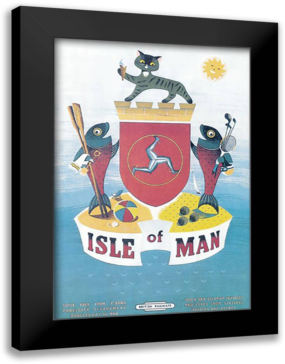 Isle of Man 16x22 Black Modern Wood Framed Art Print Poster by Padden, Daphne
