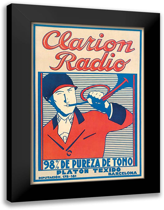 Clarion Radio 16x22 Black Modern Wood Framed Art Print Poster