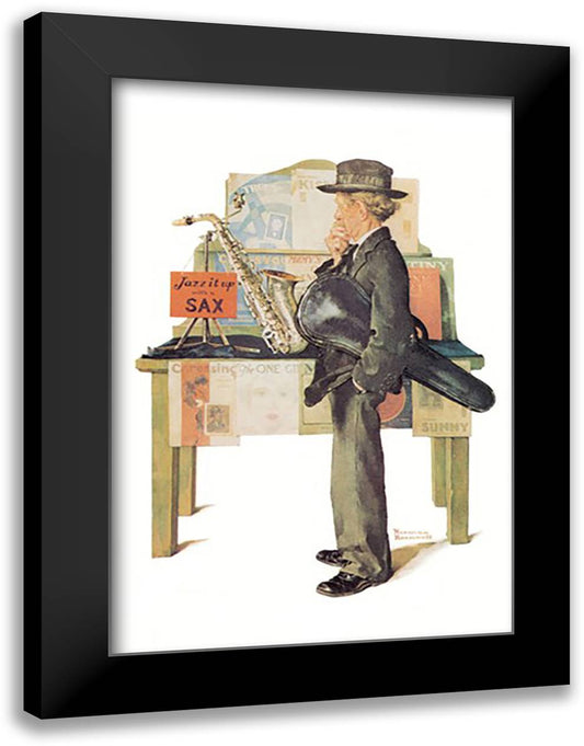 Jazz It Up 16x22 Black Modern Wood Framed Art Print Poster by Rockwell, Norman