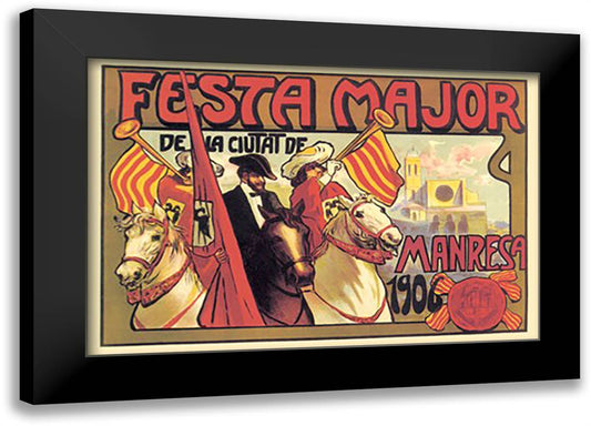 Festa Major 22x16 Black Modern Wood Framed Art Print Poster